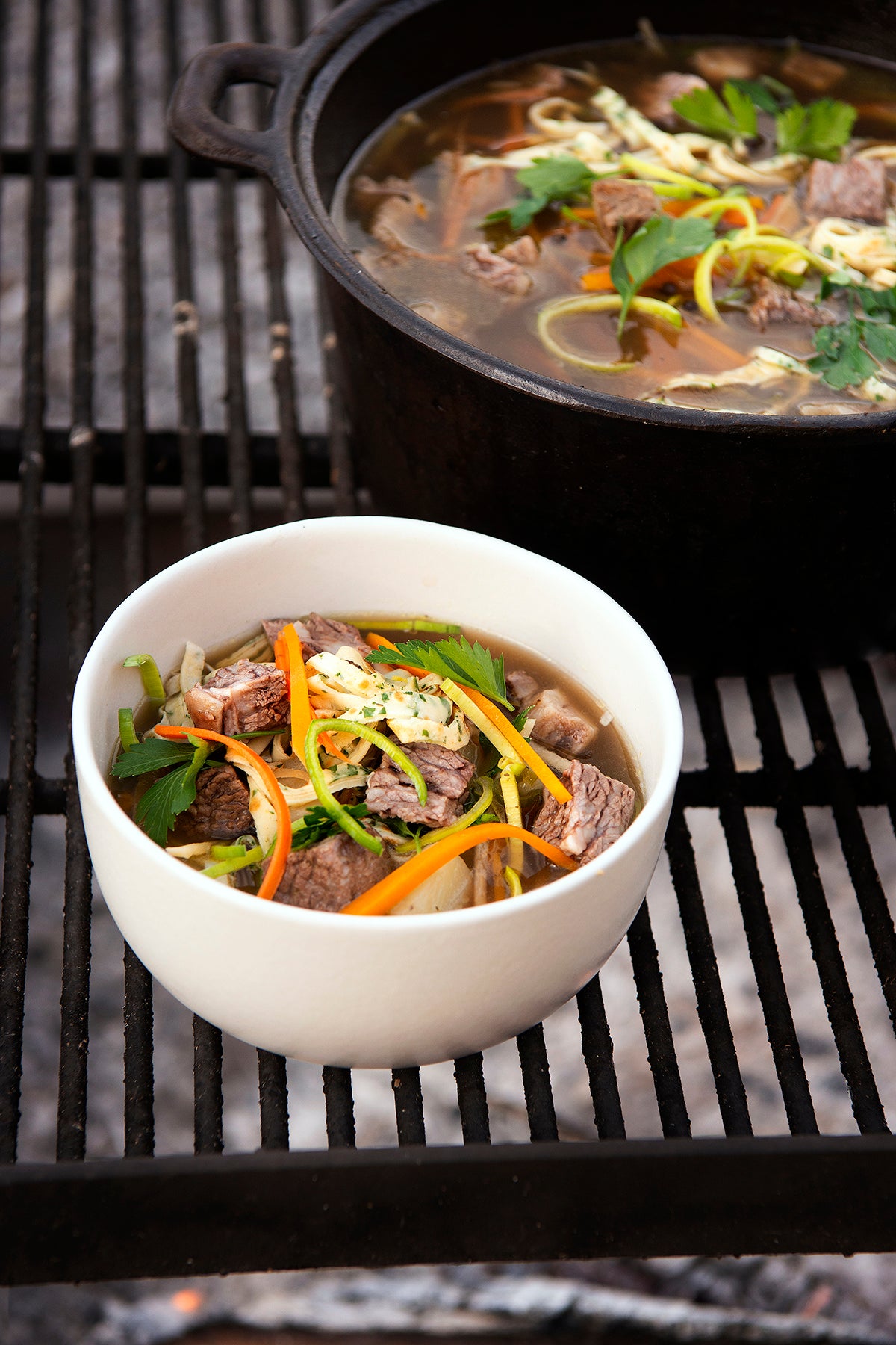 Enright Beef Broth with Vegetables & Crêpe Ribbons